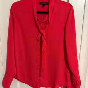 Banana Republic Bright Pink Tie-Neck Blouse